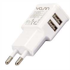 Carregador USB e Fonte 5V/1Ah com 2 USB - Branco